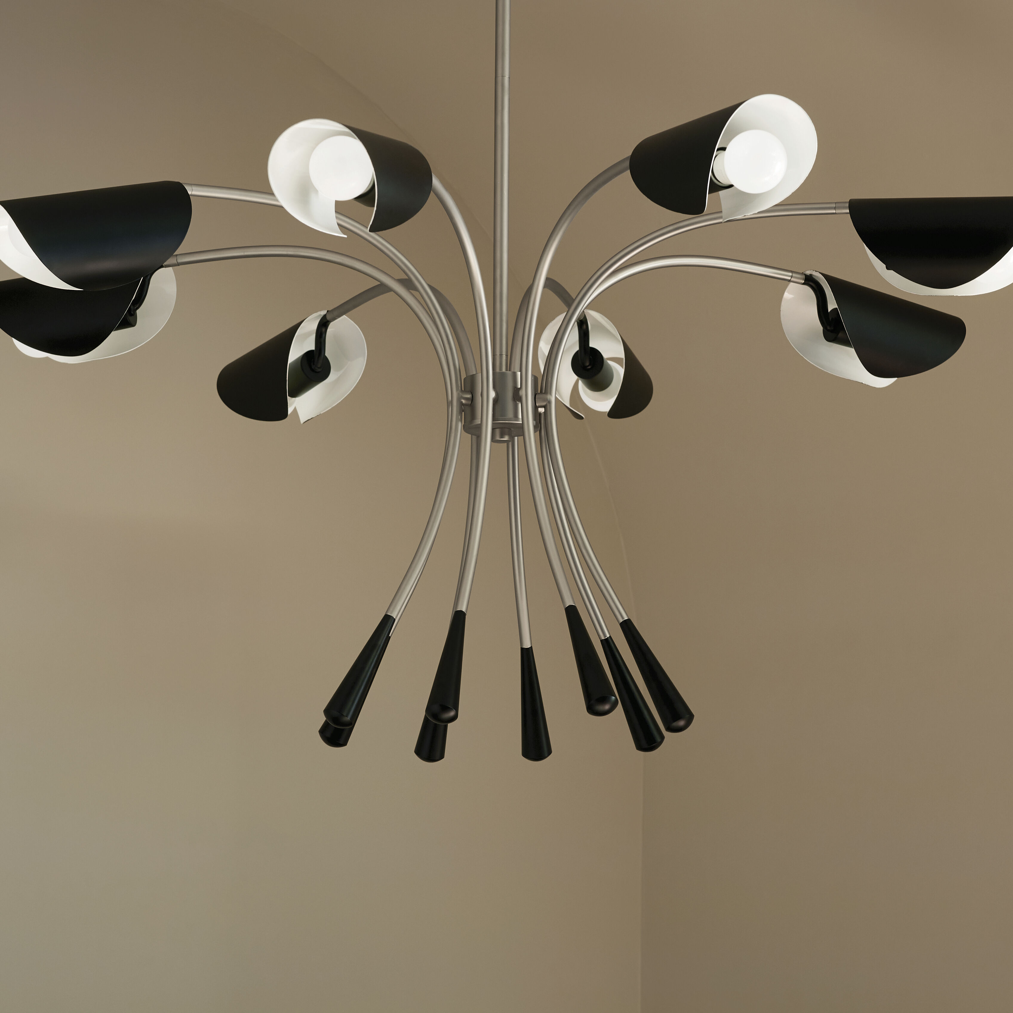 Arcus LED 45.5 inch Satin Nickel with Black Chandelier Ceiling Light